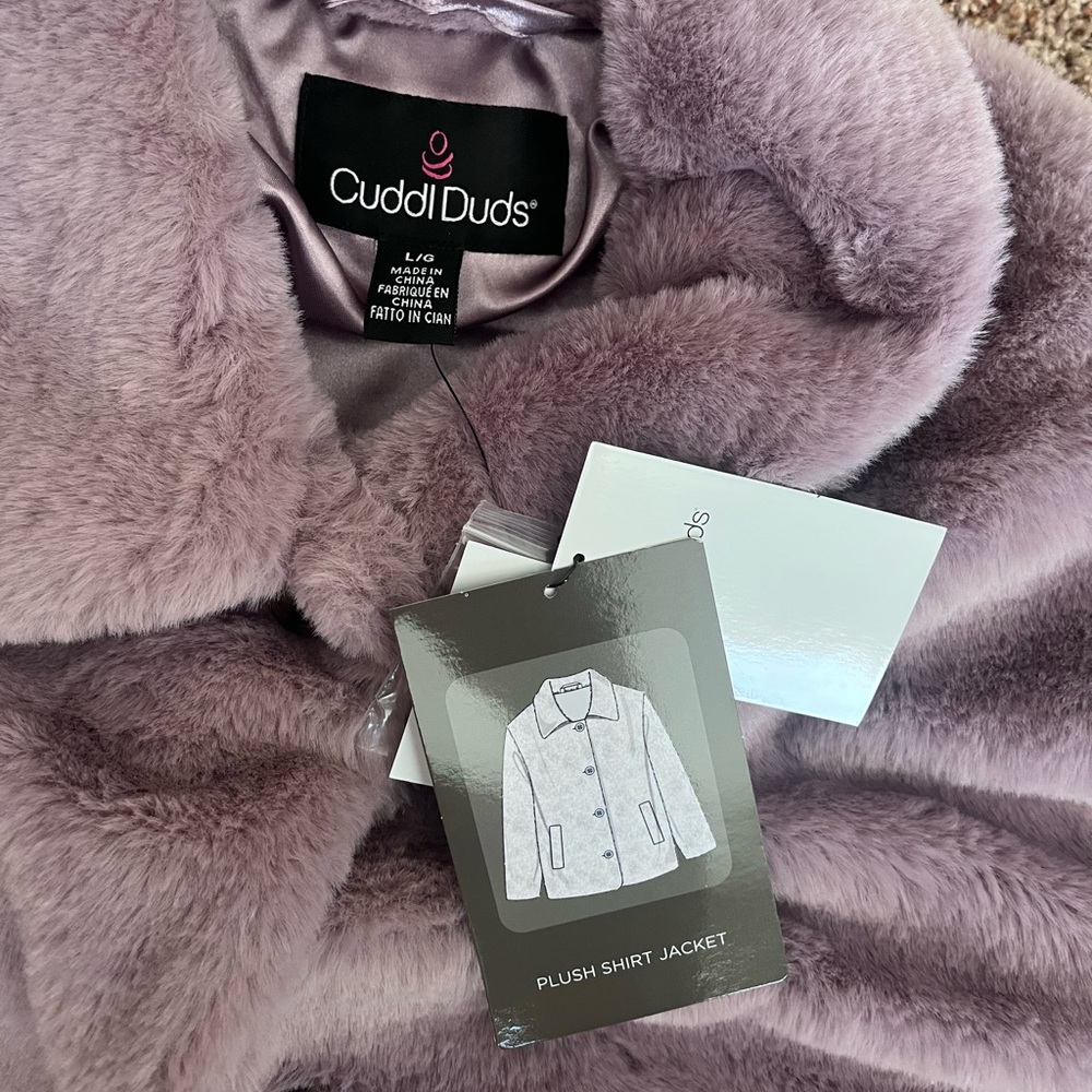 Cuddl Duds Lavender Berry Faux Fur Plush Shacket - Picture 4 of 5